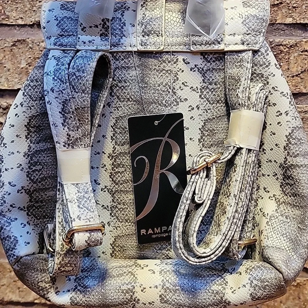 Rampage Mini Backpack Gray Snakeskin Animal Print 10 Inch New with tags